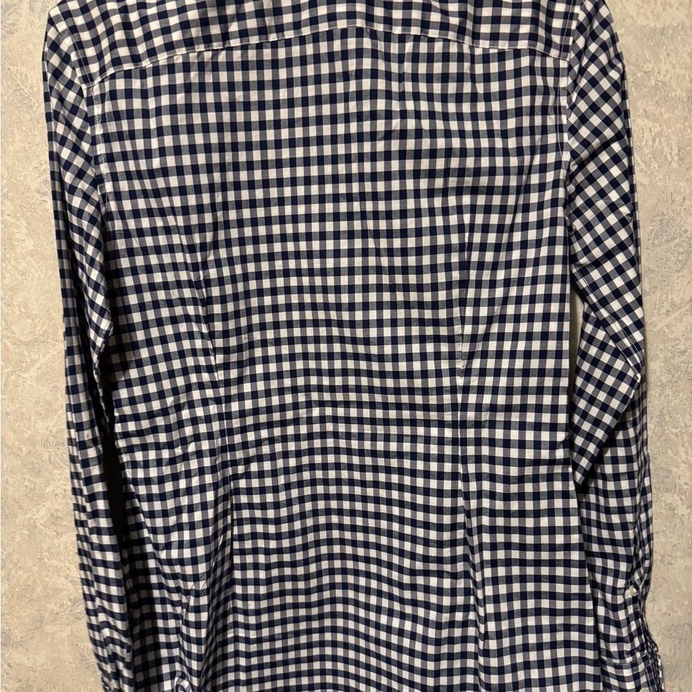 New Ralph Lauren Navy Blue & White Gingham Slim Fit Button Down Shirt Size 4 - Picture 4 of 4
